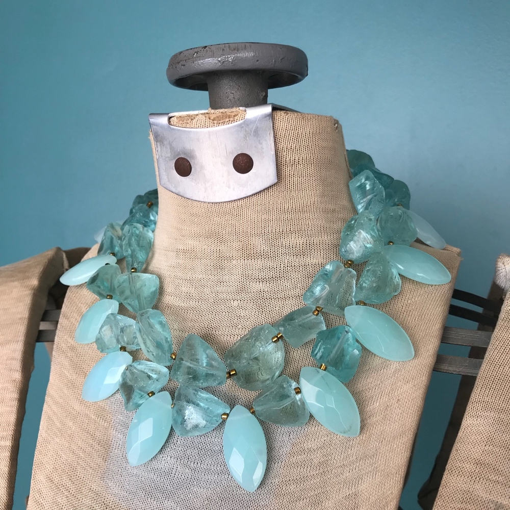 Mint Turquoise Chunky Collar Statement Necklace - image 3